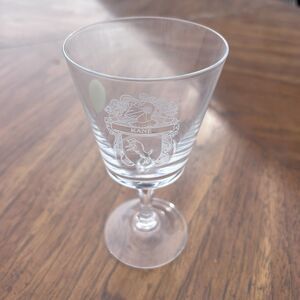 Set Of 6 “Kane” Coat Of Arms Presentation Goblets Genuine Lead Crystal Vintage